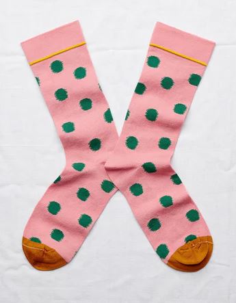 Peach Pink Polka Dots Socks by Bonne Maison